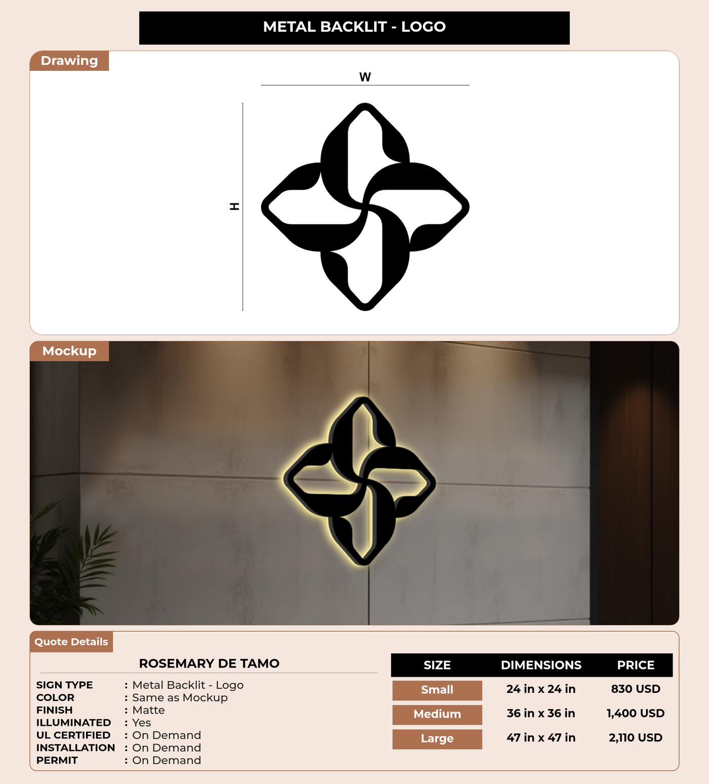 CUSTOM MOCKUP SIGN FOR Rosemary De Tamo