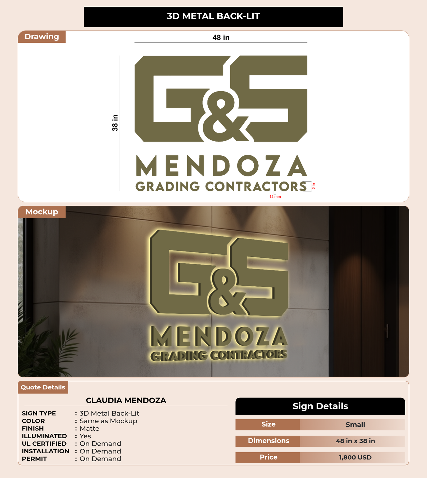 CUSTOM MOCKUP SIGN FOR claudia mendoza
