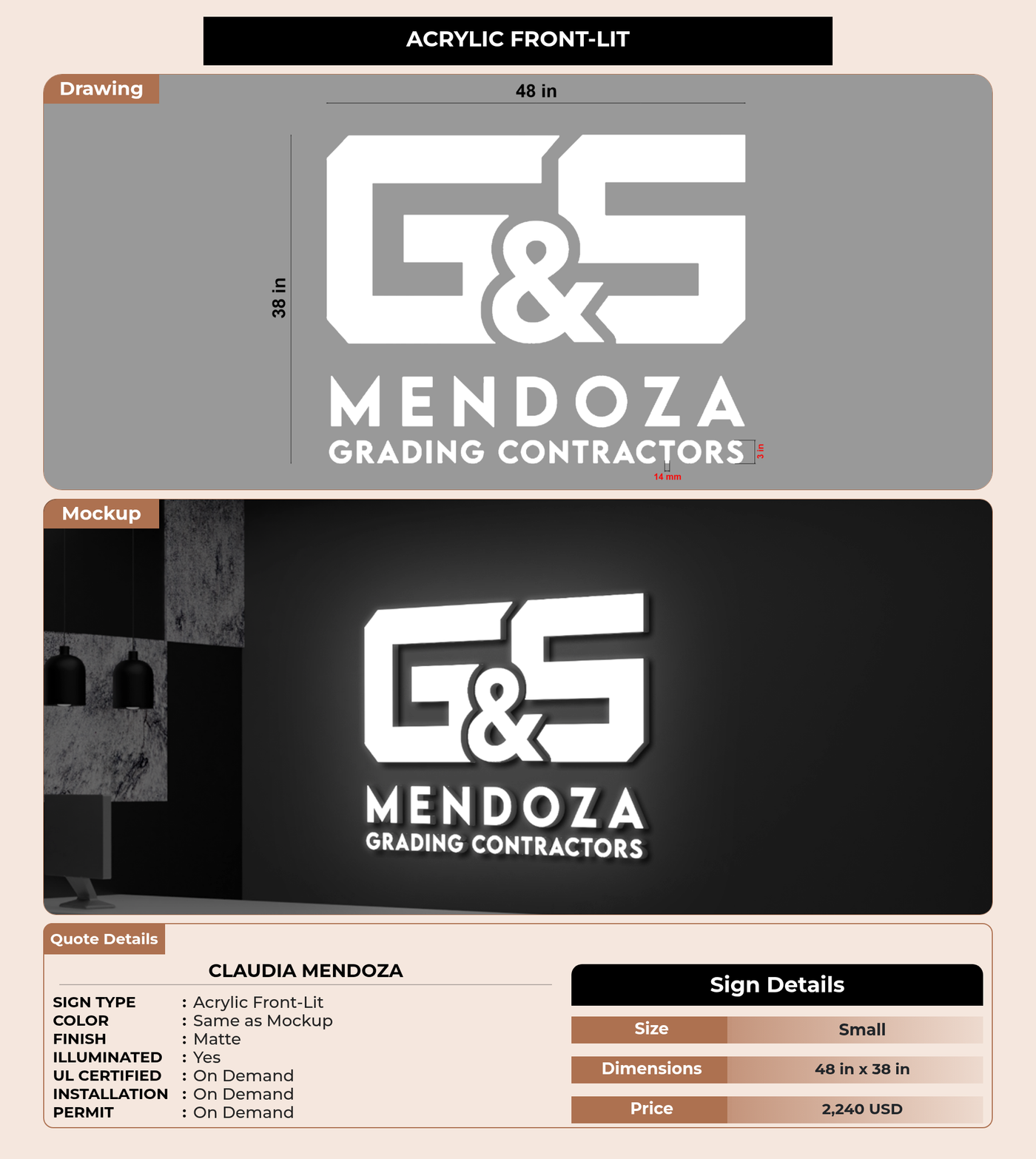 CUSTOM MOCKUP SIGN FOR claudia mendoza