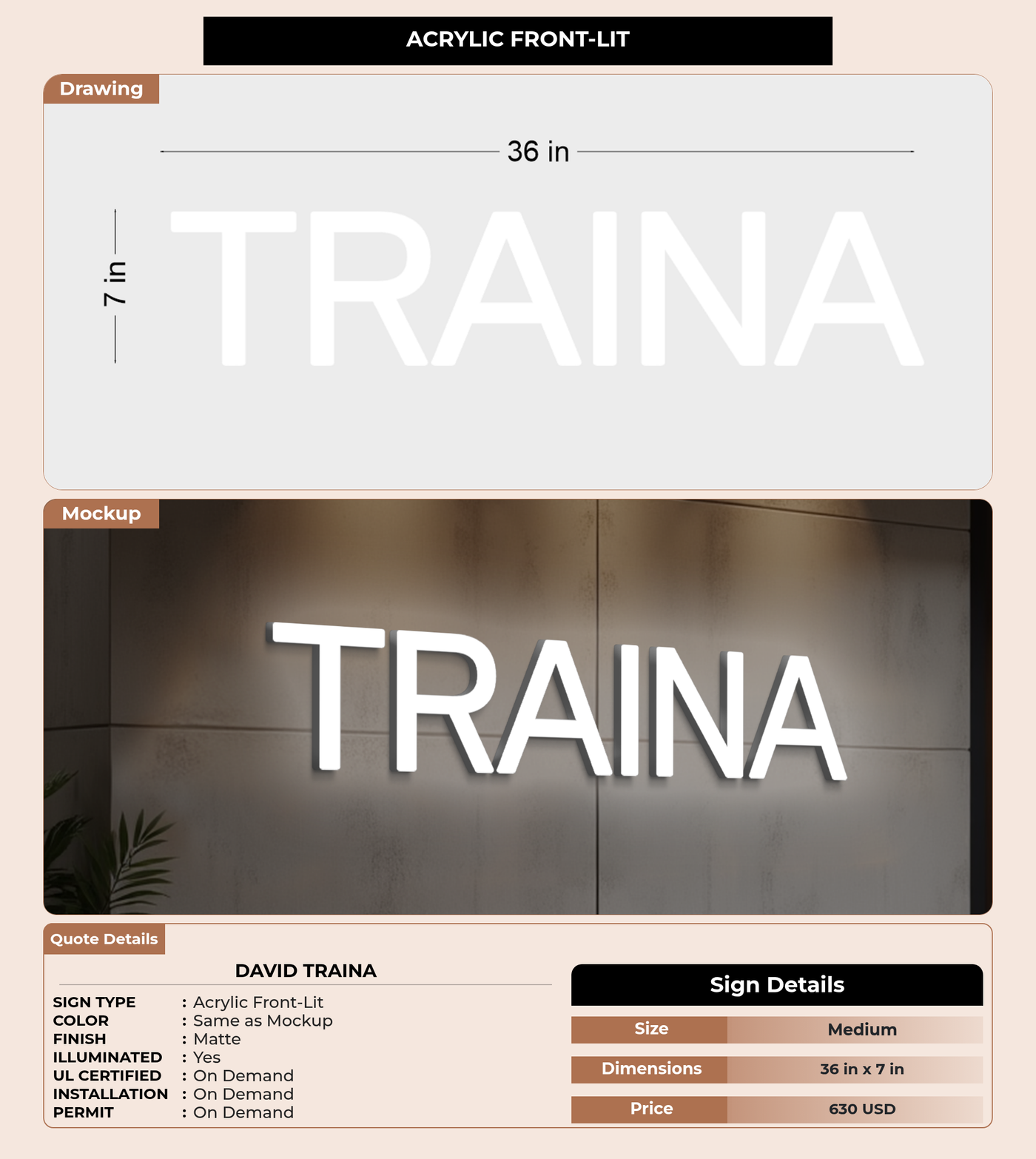 CUSTOM MOCKUP SIGN FOR David Traina