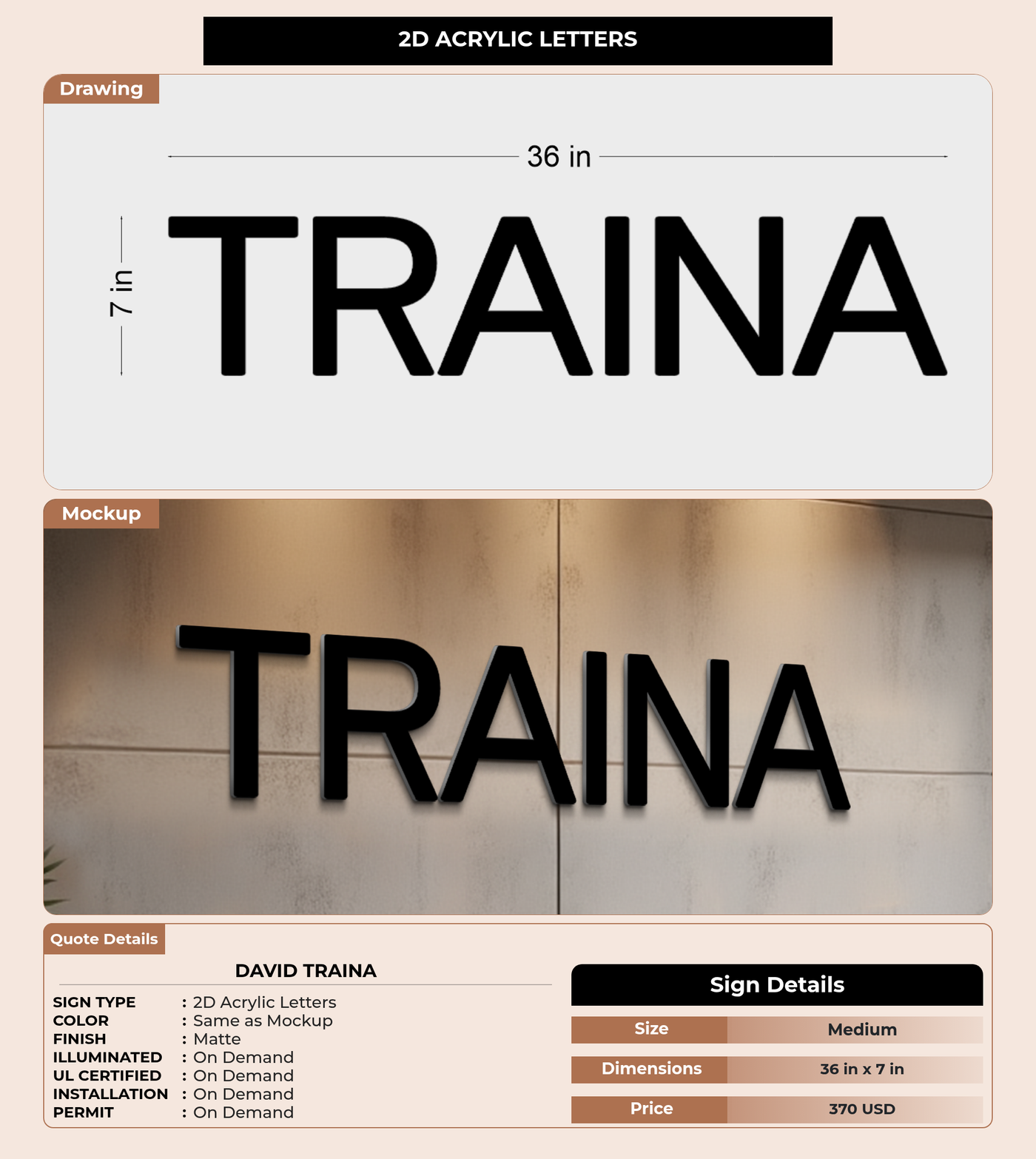 CUSTOM MOCKUP SIGN FOR David Traina