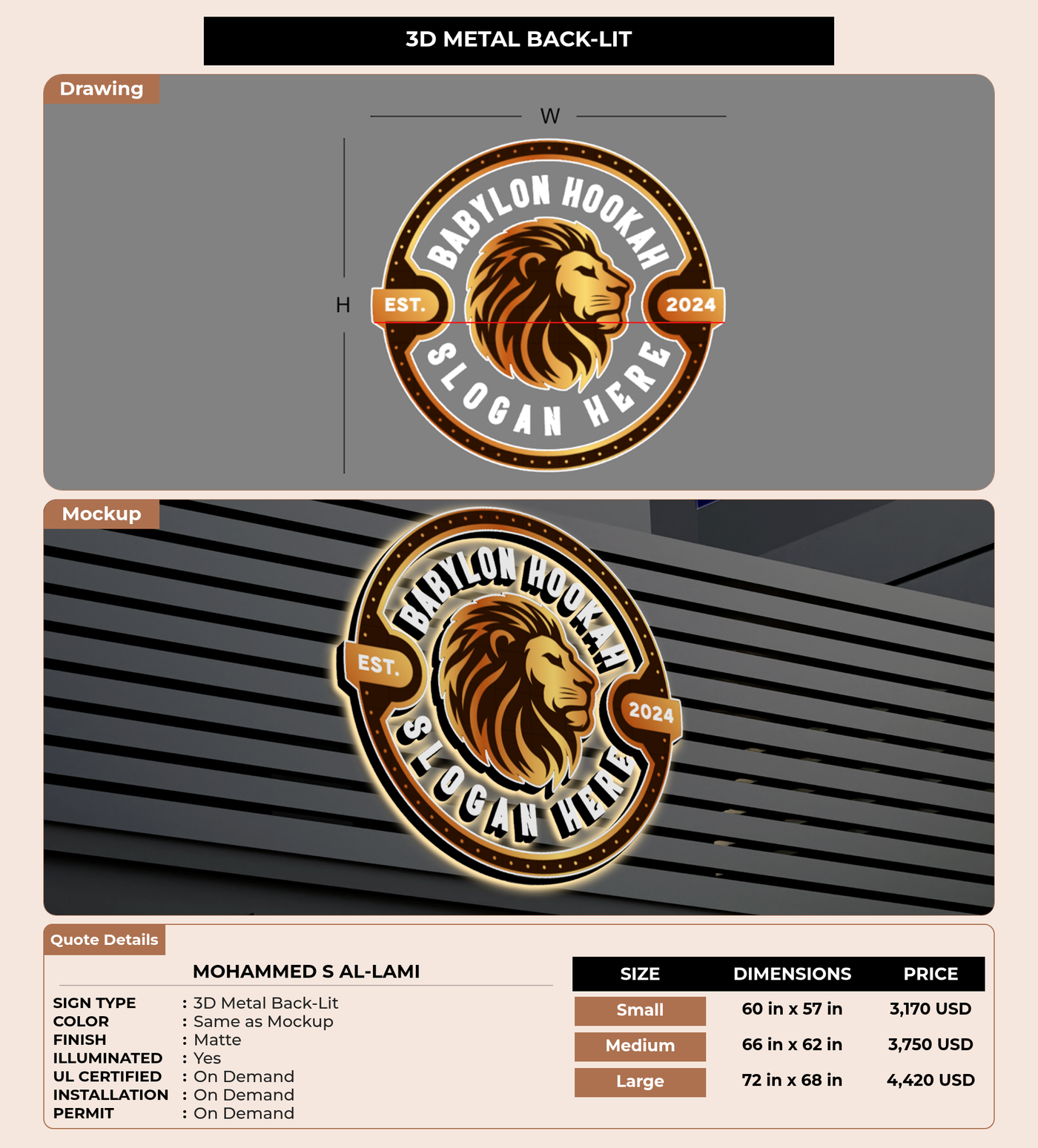CUSTOM MOCKUP SIGN FOR Mohammed S Al-Lami