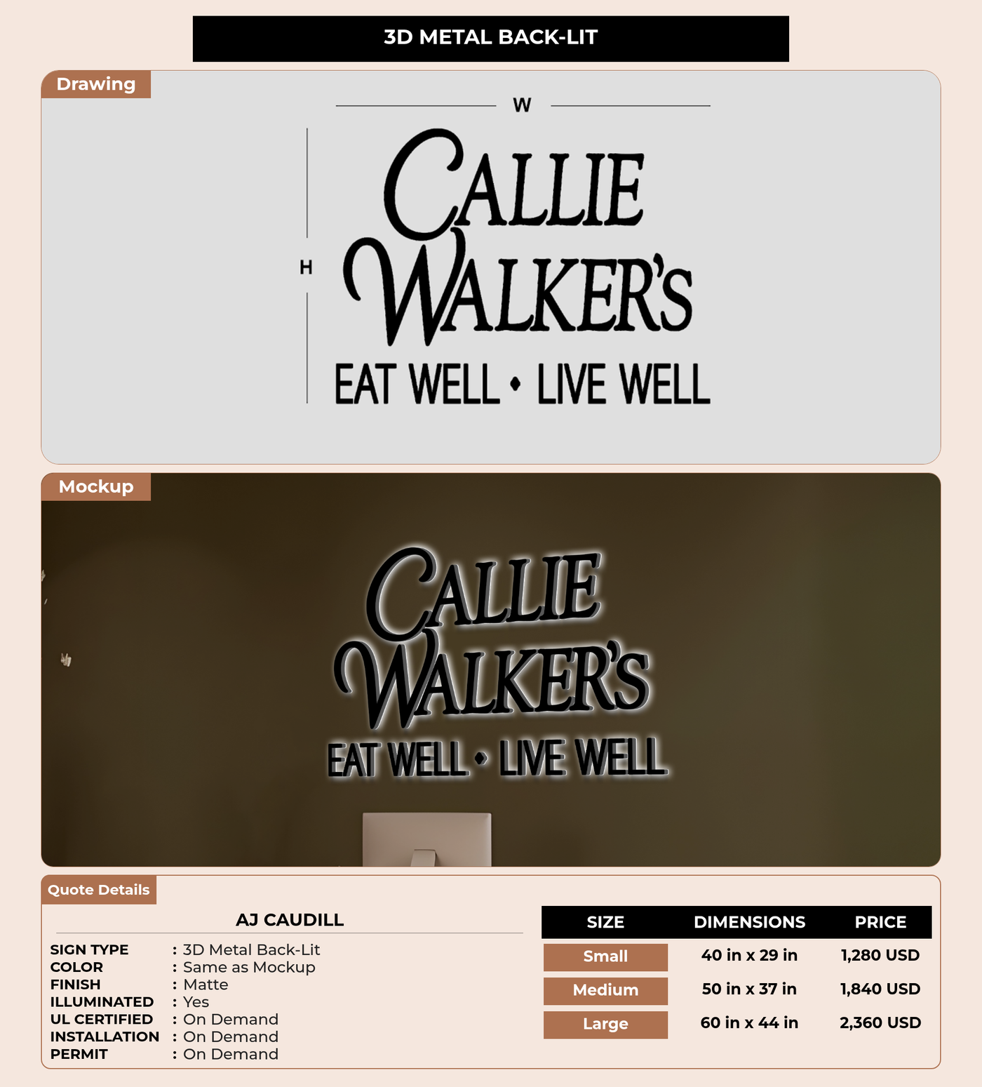 CUSTOM MOCKUP SIGN FOR AJ Caudill