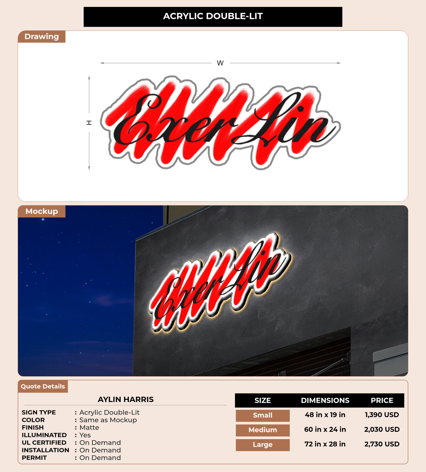 CUSTOM MOCKUP SIGN FOR Aylin Harris