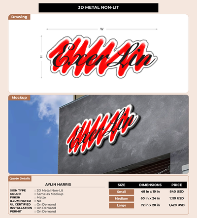 CUSTOM MOCKUP SIGN FOR Aylin Harris