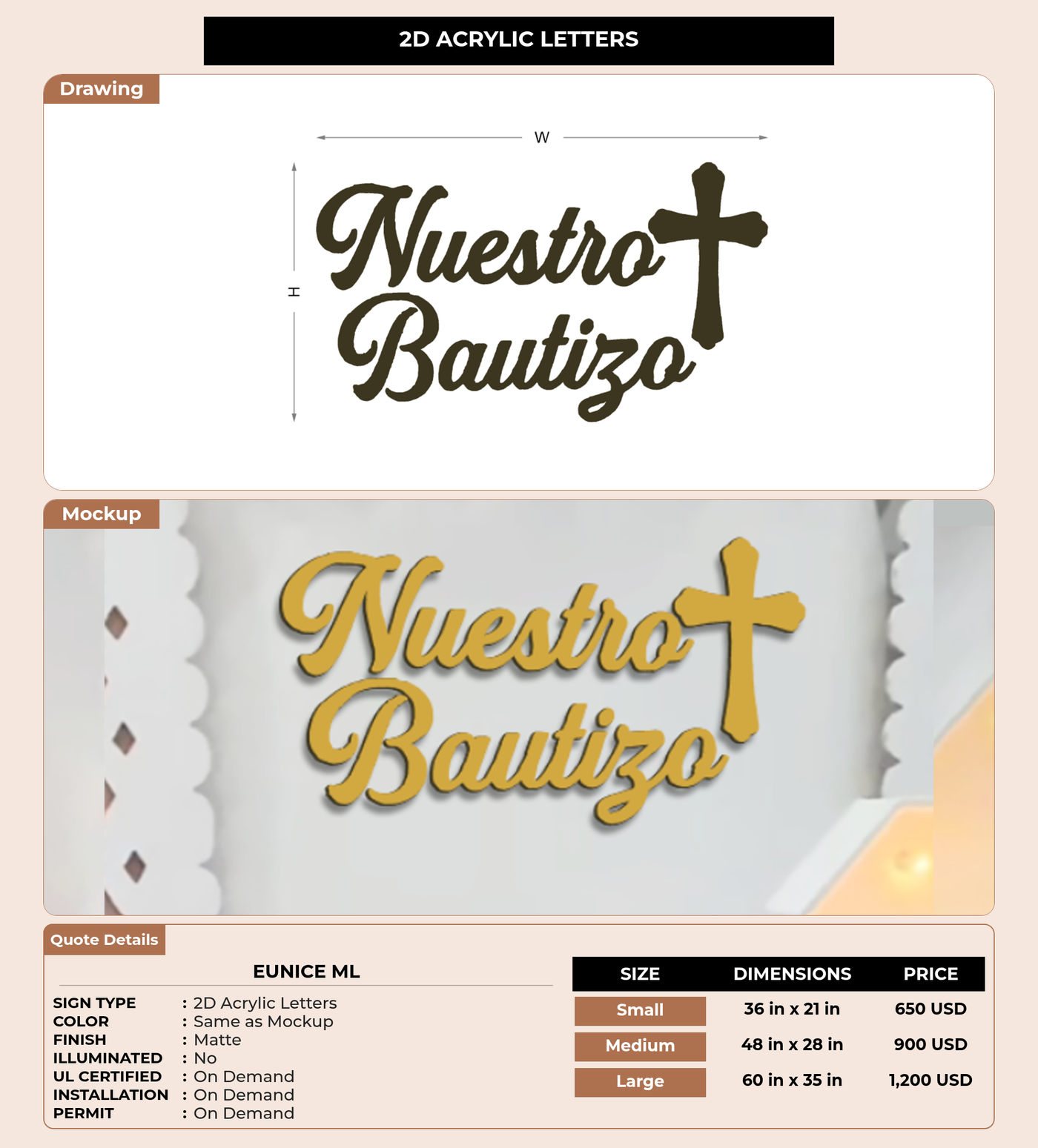 CUSTOM MOCKUP SIGN FOR Eunice Ml
