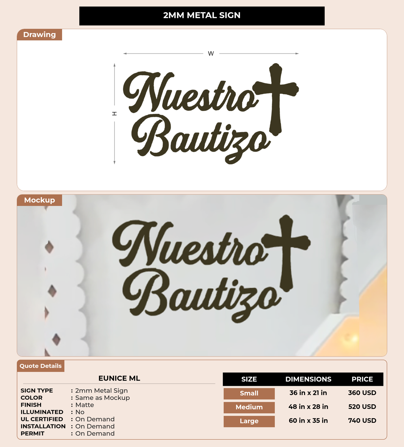 CUSTOM MOCKUP SIGN FOR Eunice Ml