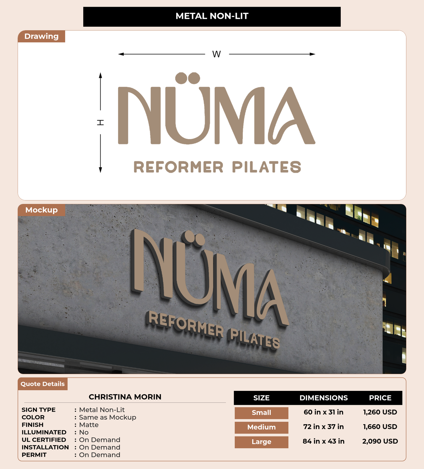 CUSTOM MOCKUP SIGN FOR Christina morin