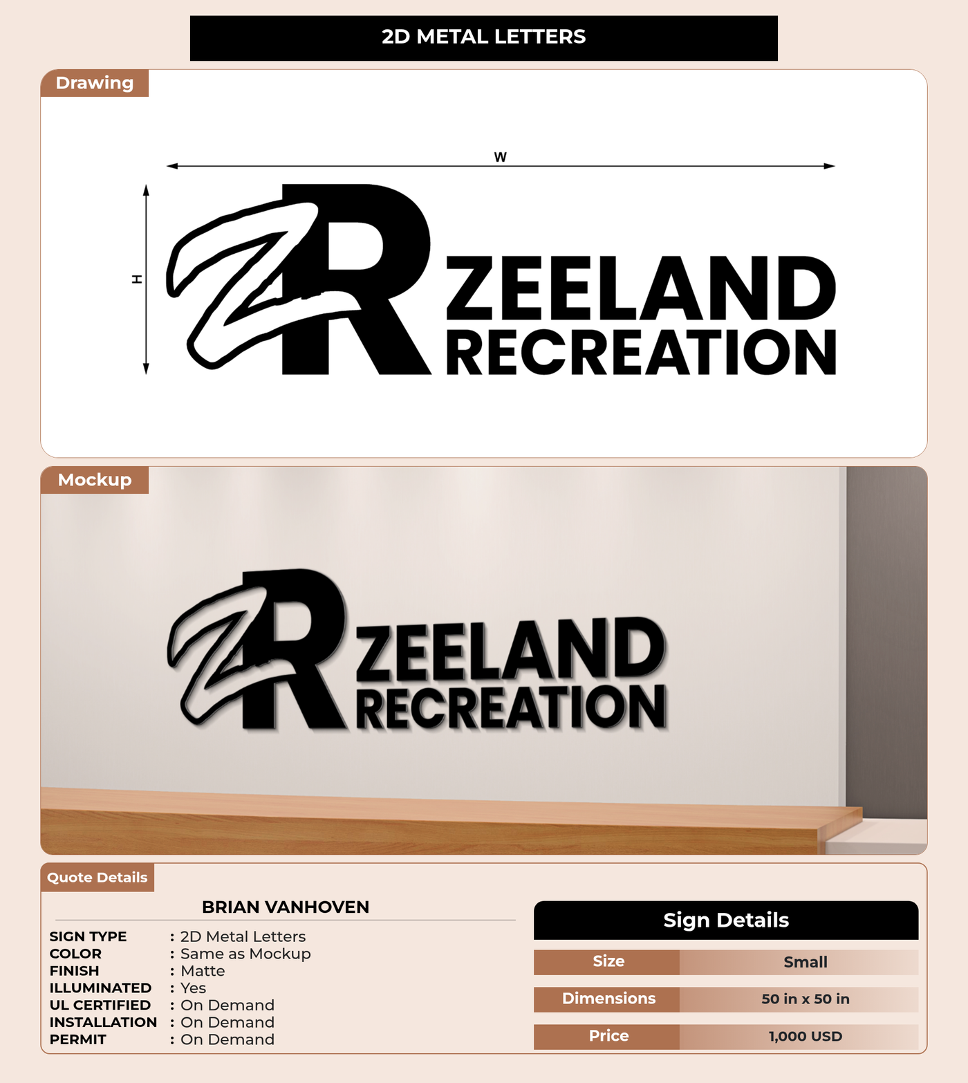 CUSTOM MOCKUP SIGN FOR Brian Vanhoven