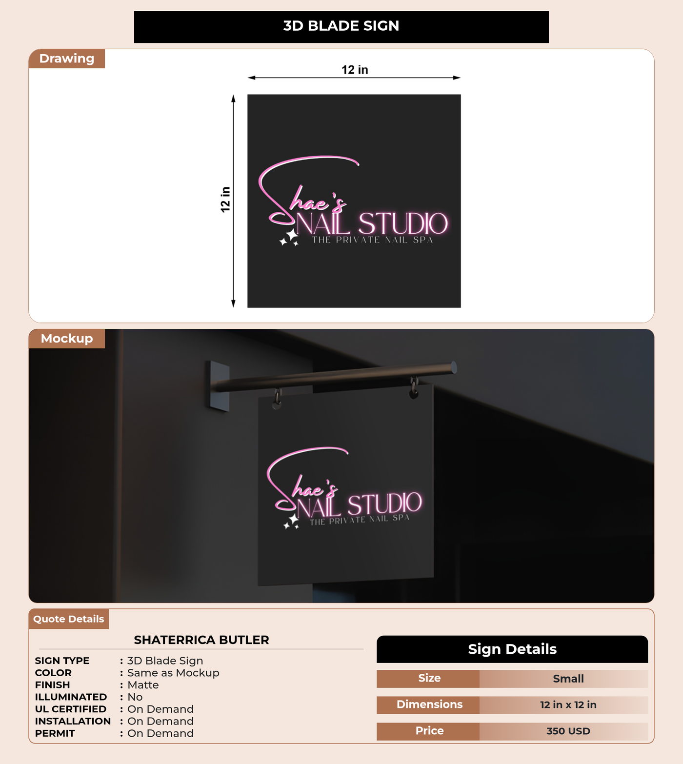 CUSTOM MOCKUP SIGN FOR Shaterrica Butler