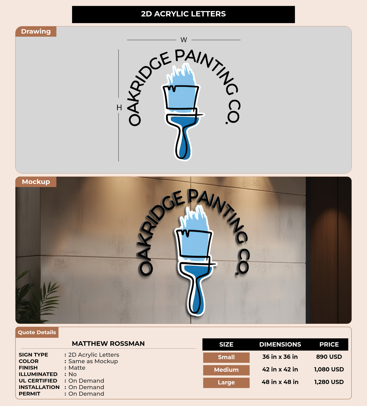 CUSTOM MOCKUP SIGN FOR Matthew Rossman