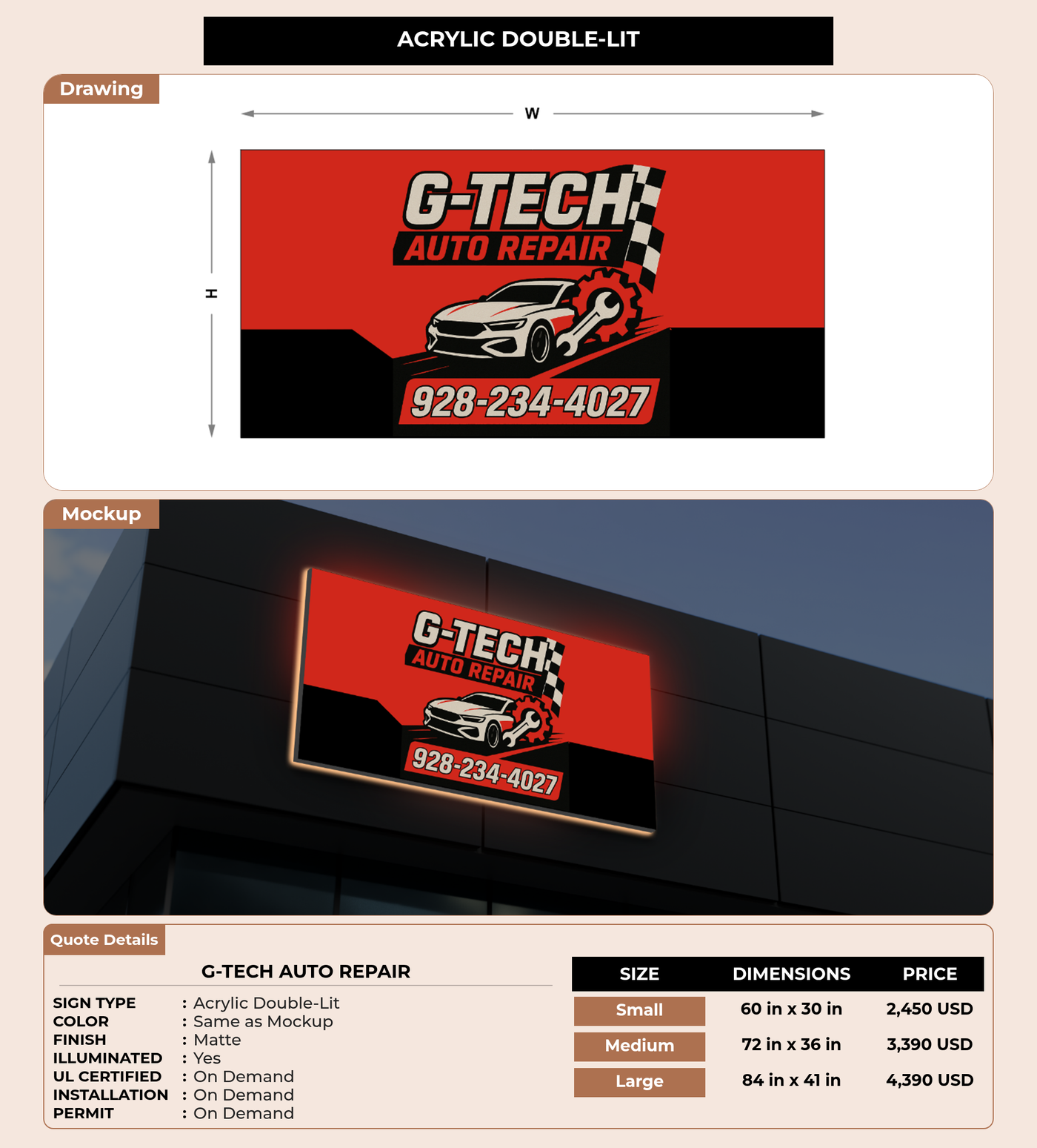 CUSTOM MOCKUP SIGN FOR G-TECH AUTO REPAIR