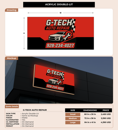 CUSTOM MOCKUP SIGN FOR G-TECH AUTO REPAIR