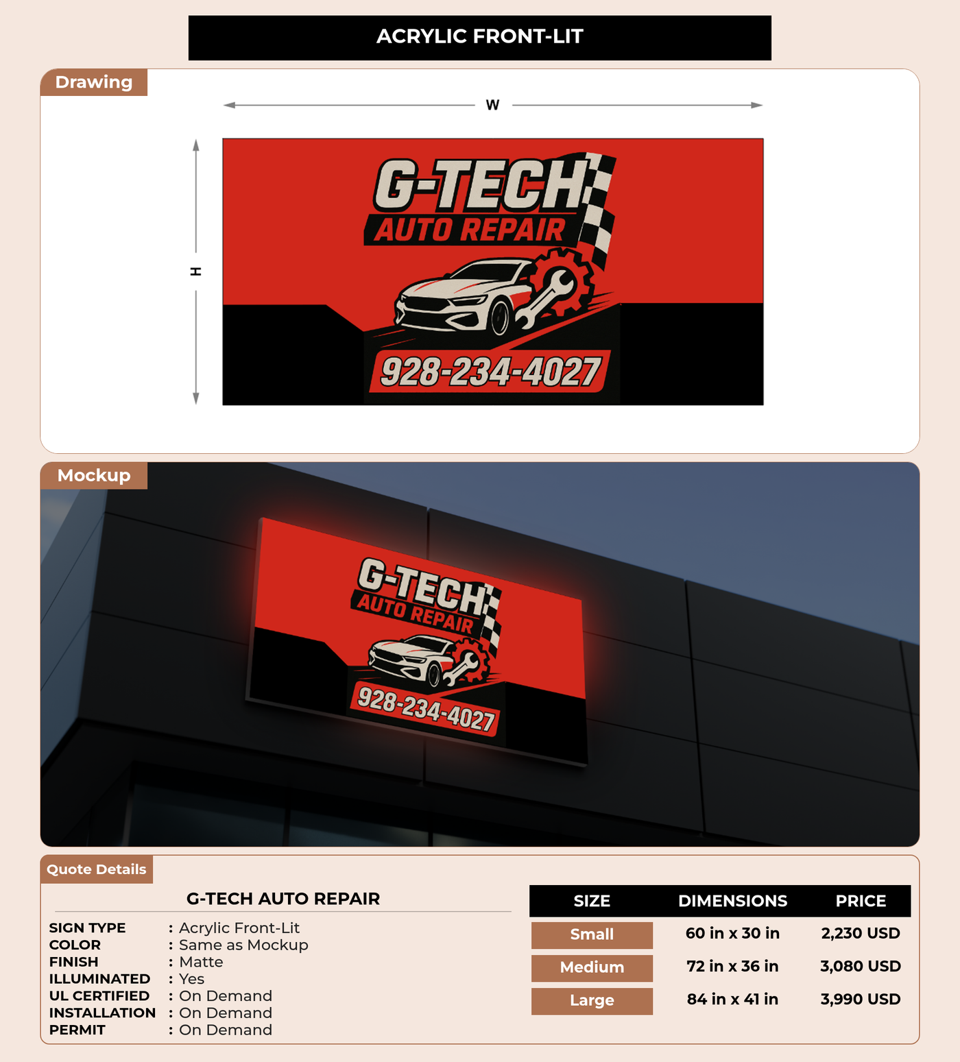 CUSTOM MOCKUP SIGN FOR G-TECH AUTO REPAIR