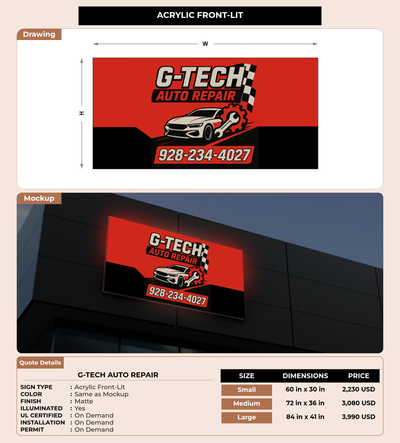 CUSTOM MOCKUP SIGN FOR G-TECH AUTO REPAIR