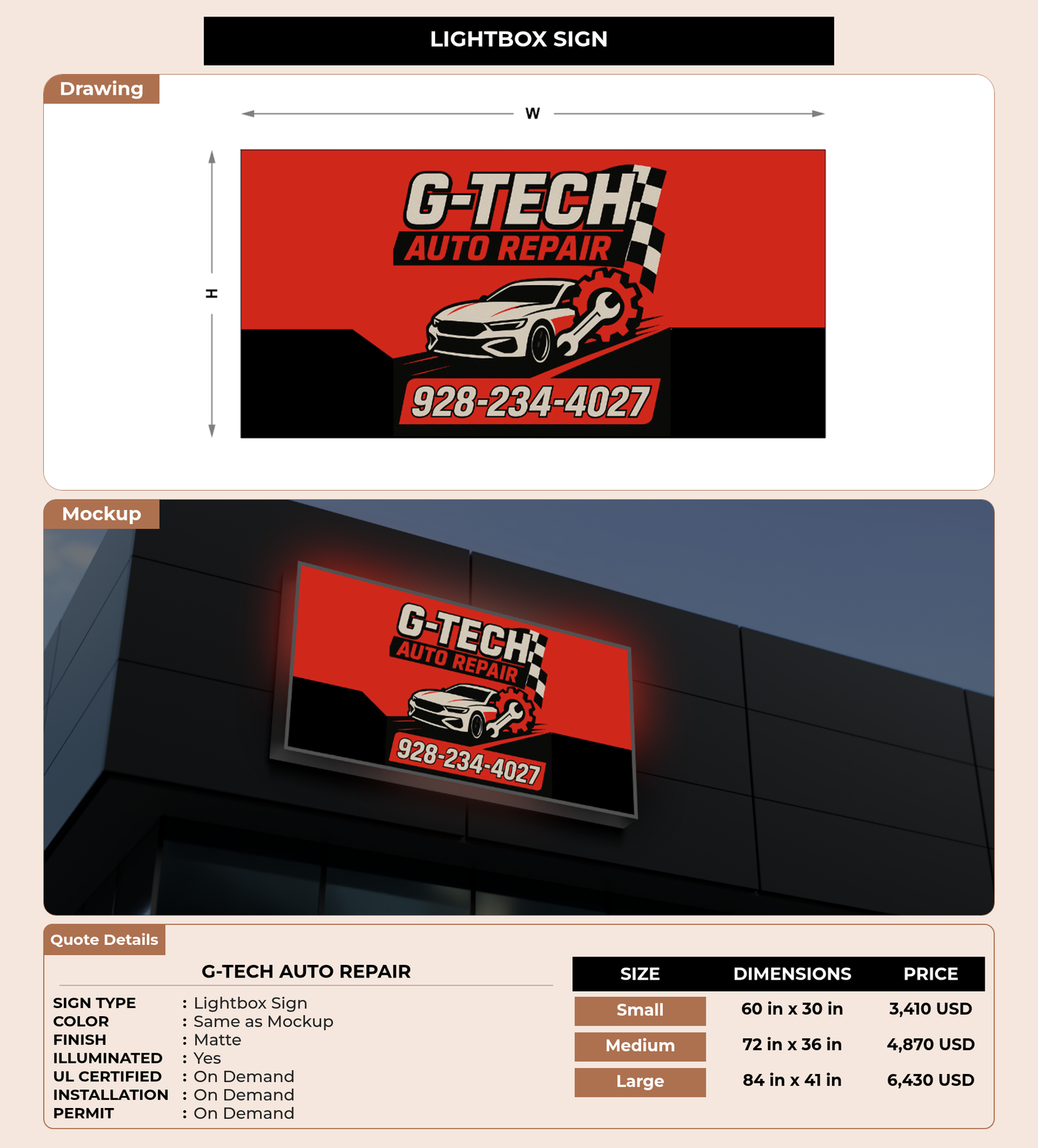 CUSTOM MOCKUP SIGN FOR G-TECH AUTO REPAIR