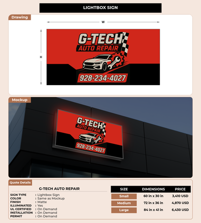 CUSTOM MOCKUP SIGN FOR G-TECH AUTO REPAIR
