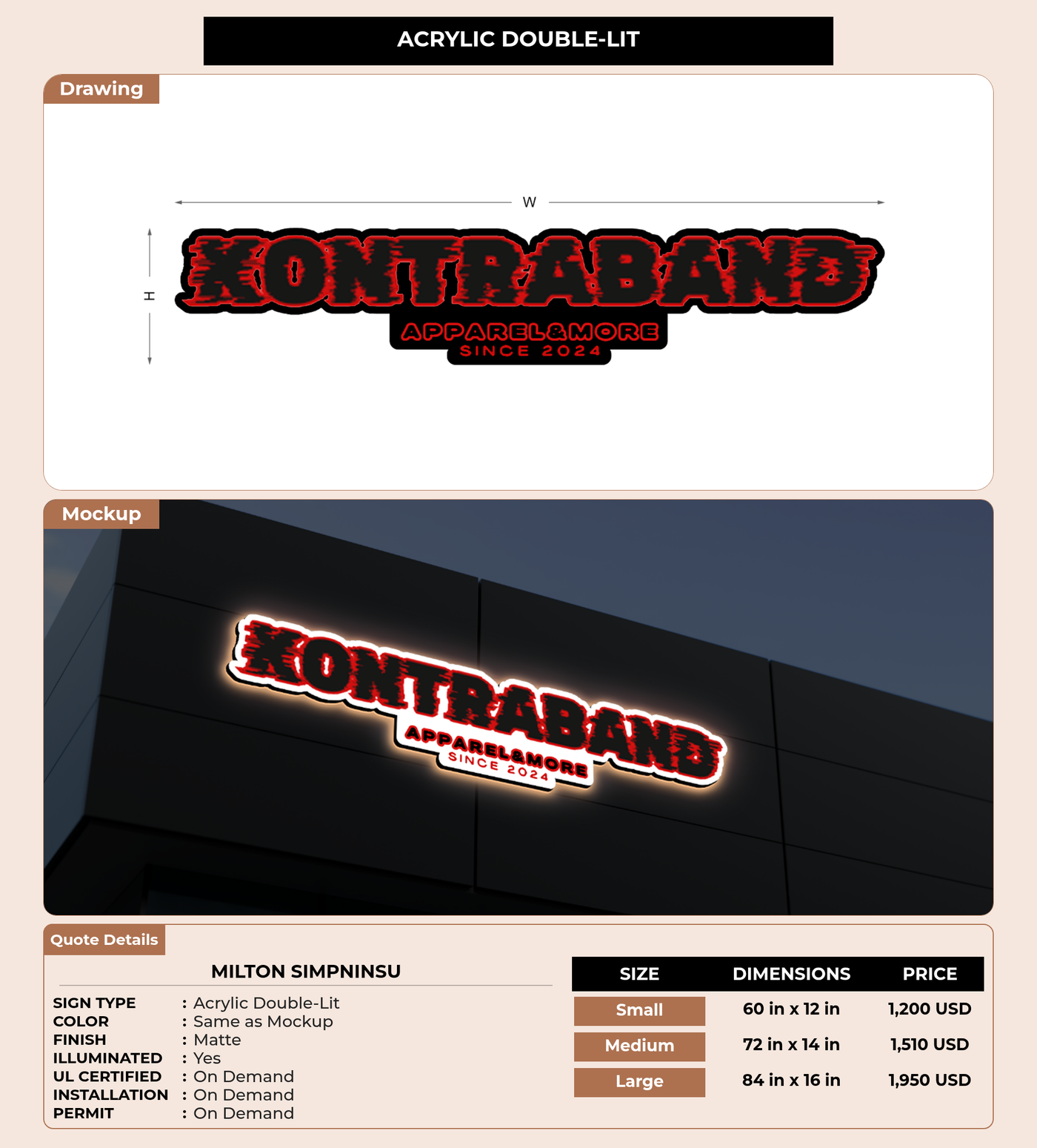 CUSTOM MOCKUP SIGN FOR Milton Simpninsu