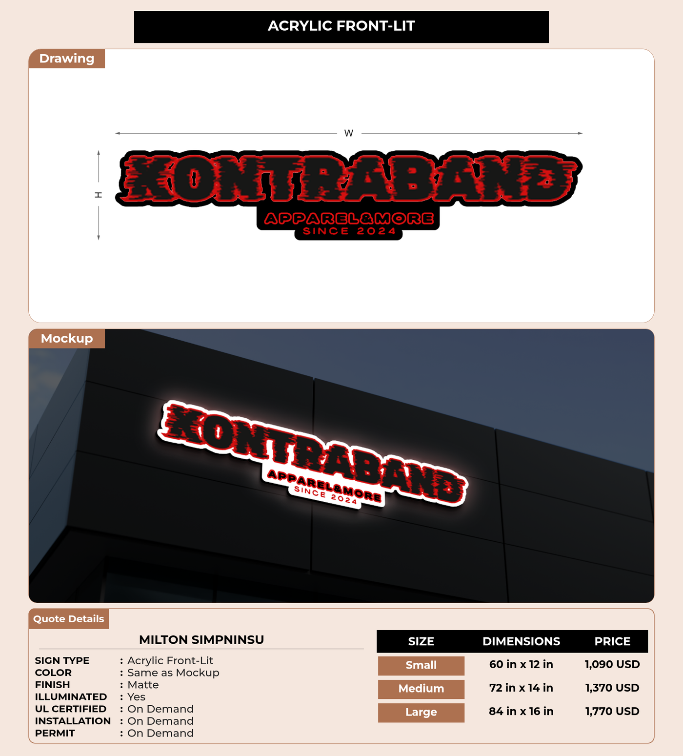 CUSTOM MOCKUP SIGN FOR Milton Simpninsu