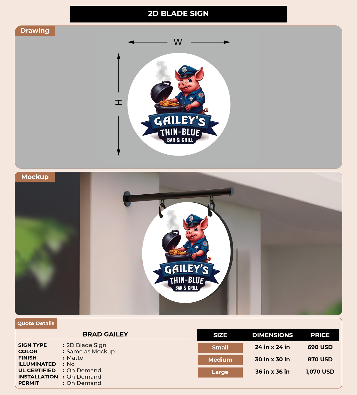 CUSTOM MOCKUP SIGN FOR Brad Gailey
