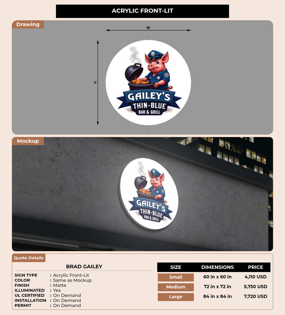 CUSTOM MOCKUP SIGN FOR Brad Gailey