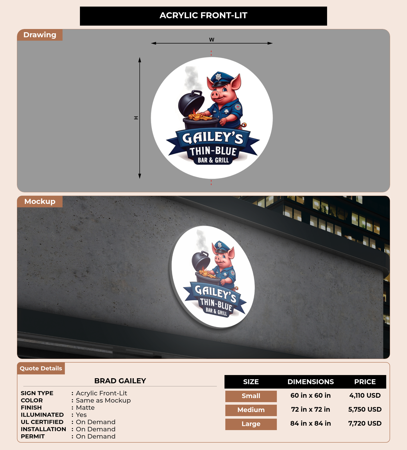 CUSTOM MOCKUP SIGN FOR Brad Gailey