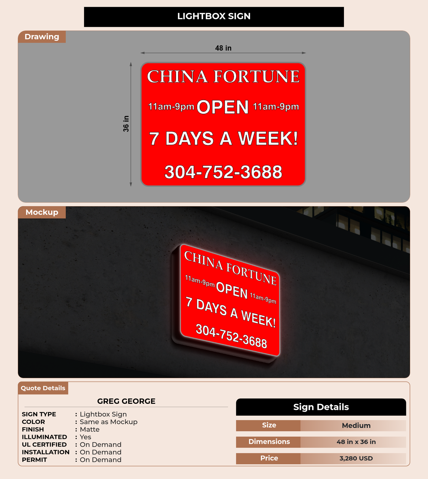 CUSTOM MOCKUP SIGN FOR Greg George