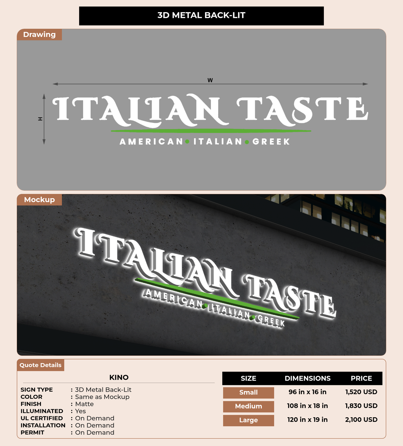 CUSTOM MOCKUP SIGN FOR Kino