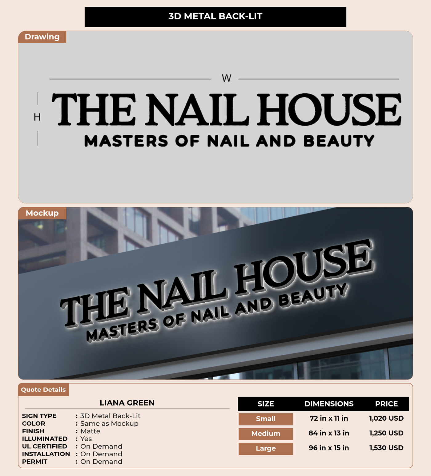 CUSTOM MOCKUP SIGN FOR Liana green
