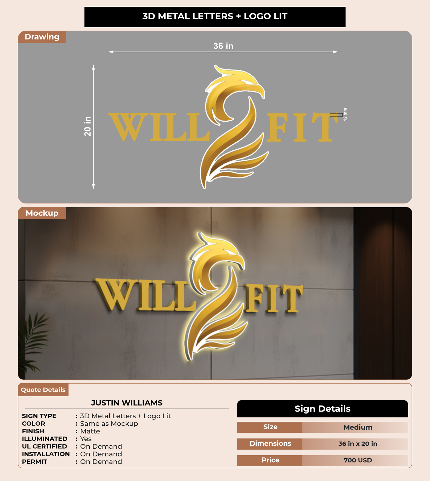CUSTOM MOCKUP SIGN FOR Justin Williams