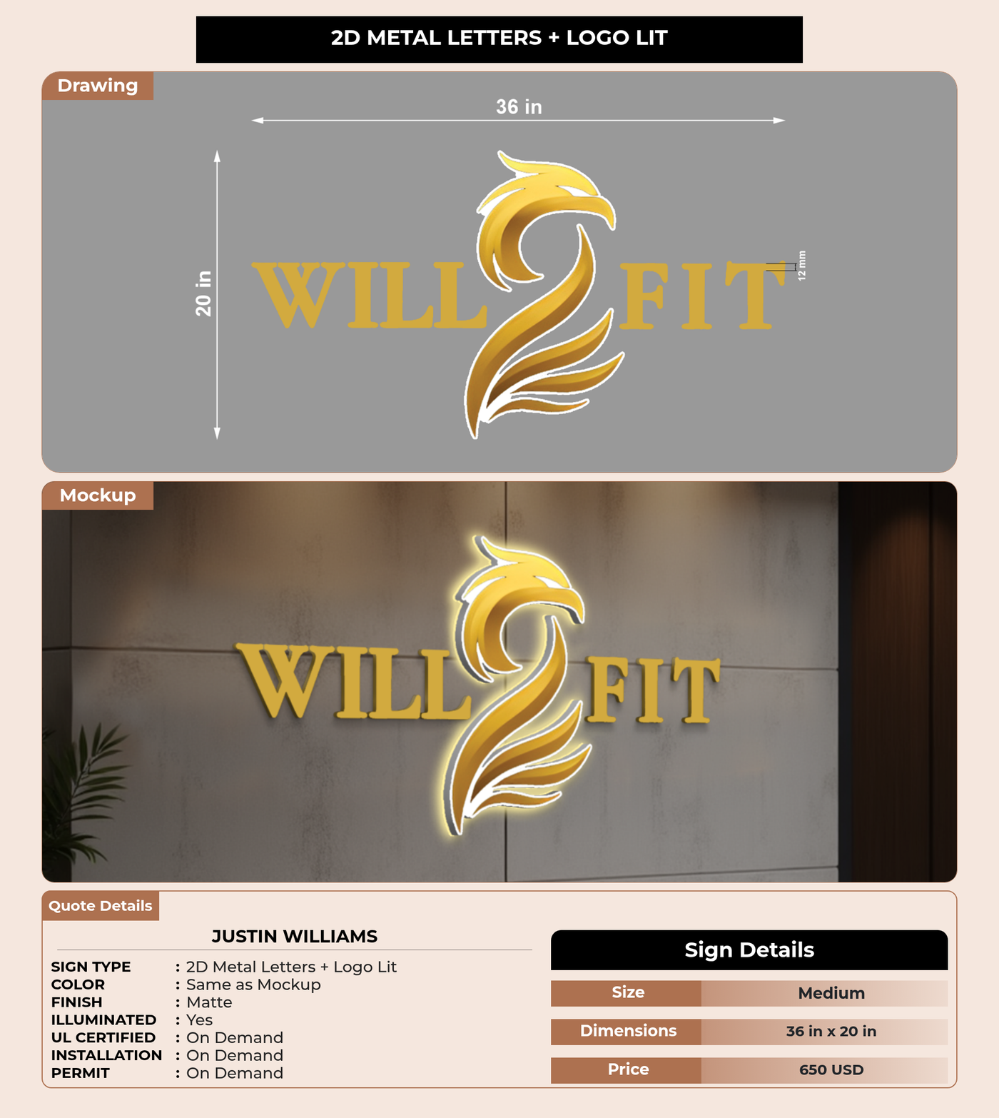 CUSTOM MOCKUP SIGN FOR Justin Williams
