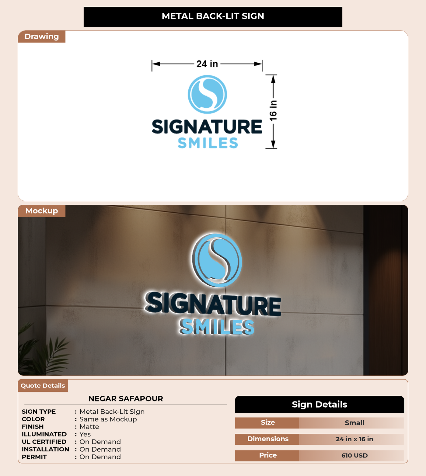 CUSTOM MOCKUP SIGN FOR Negar Safapour