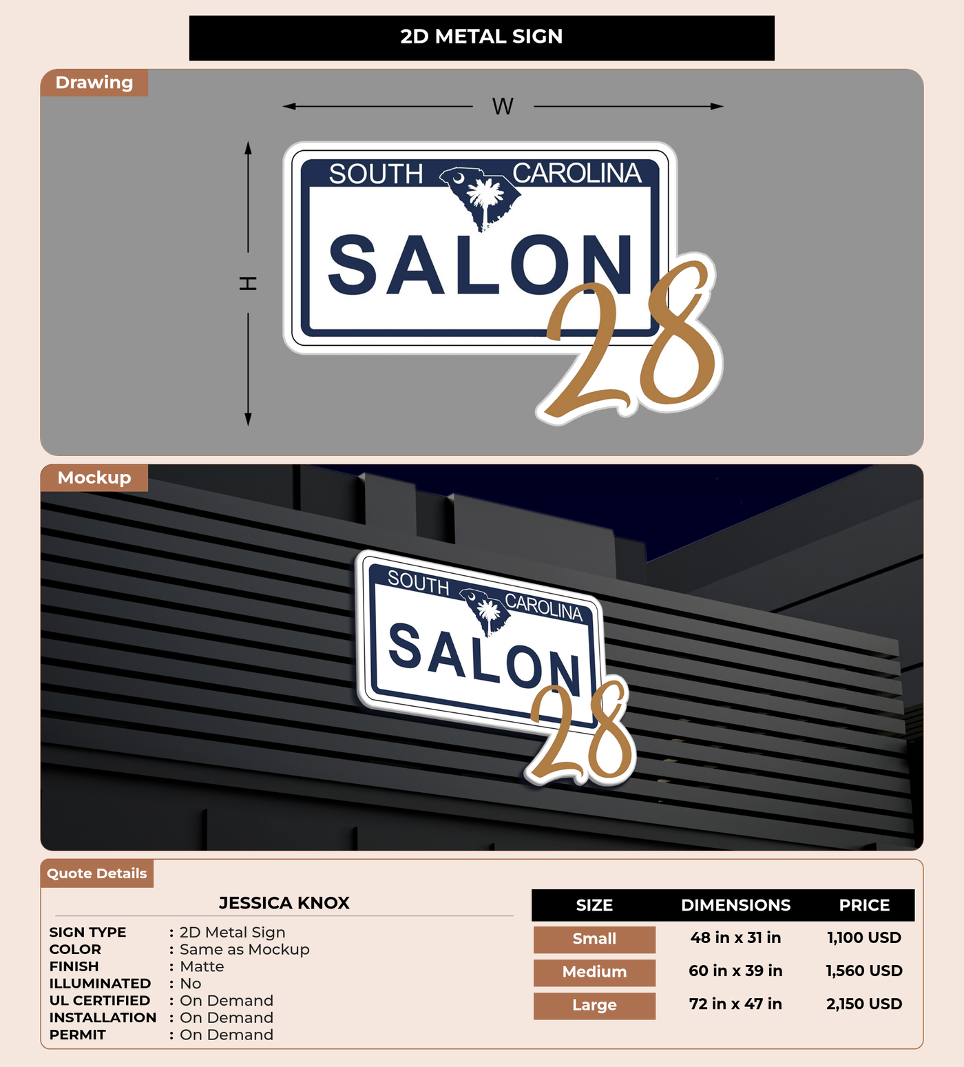 CUSTOM MOCKUP SIGN FOR Jessica Knox