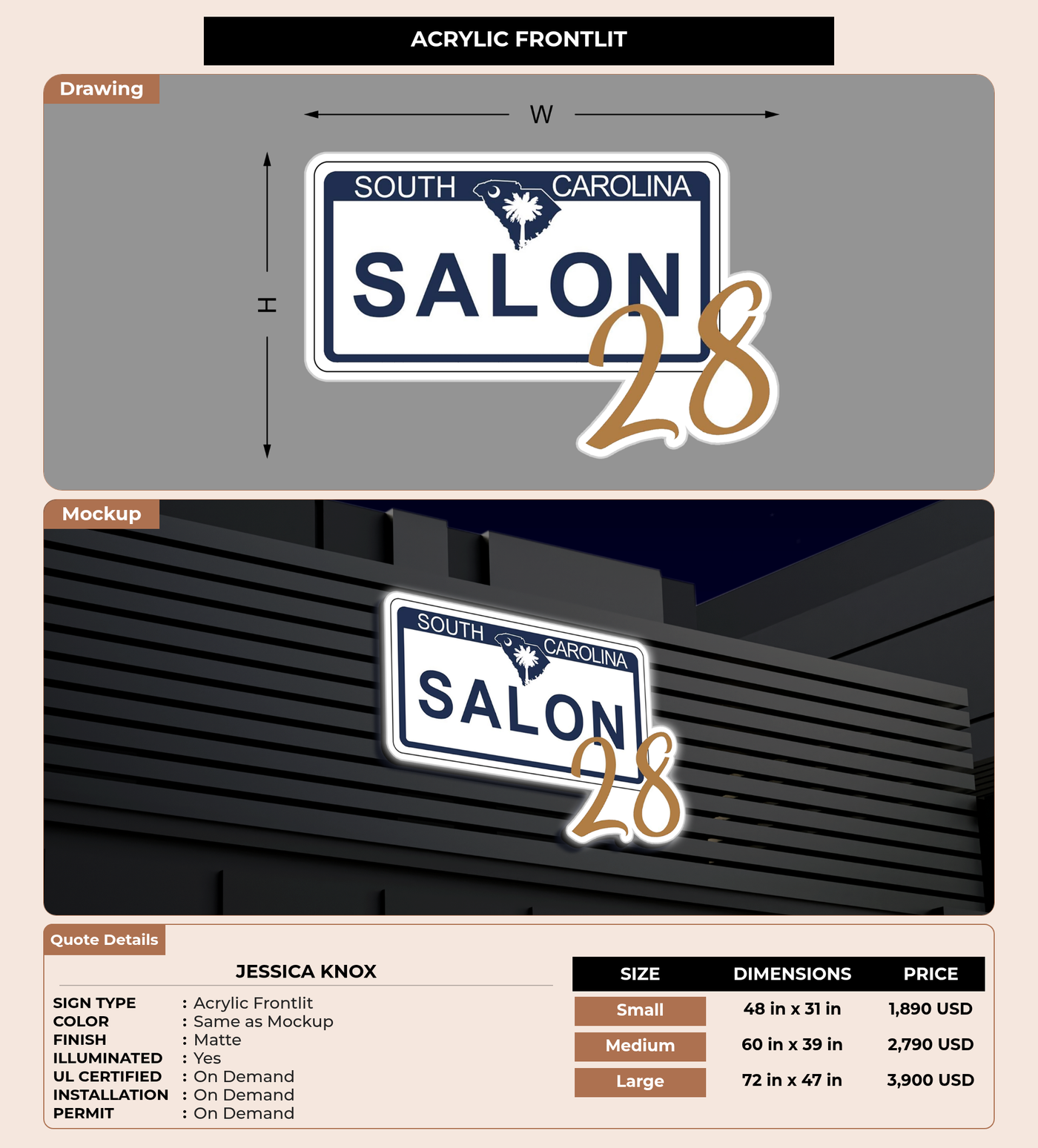 CUSTOM MOCKUP SIGN FOR Jessica Knox