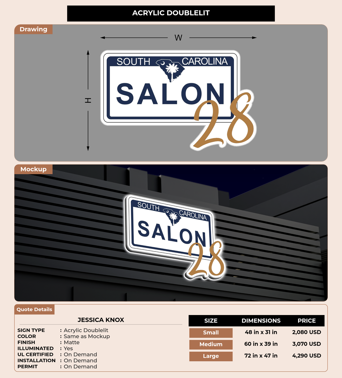 CUSTOM MOCKUP SIGN FOR Jessica Knox