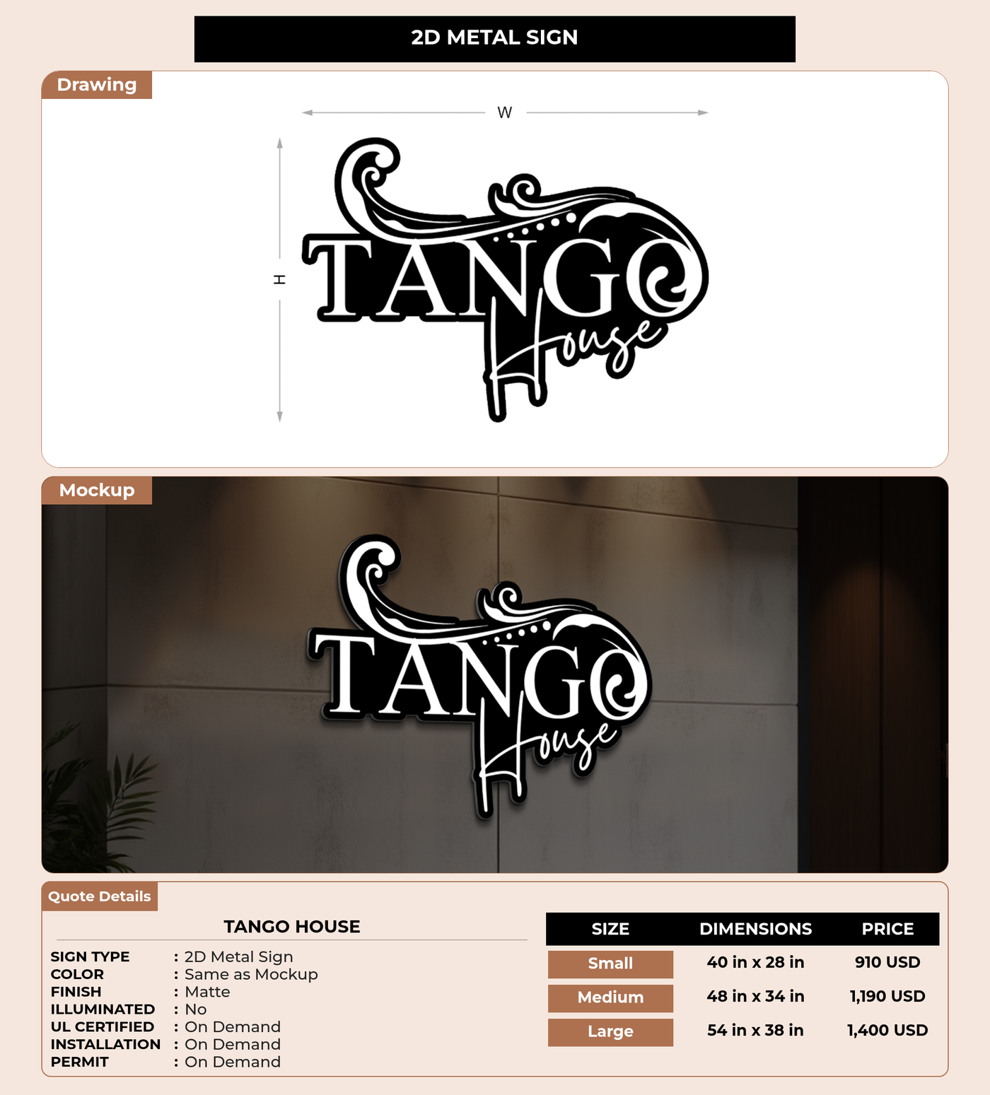 CUSTOM MOCKUP SIGN FOR tango house