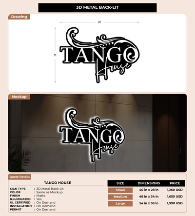 CUSTOM MOCKUP SIGN FOR tango house
