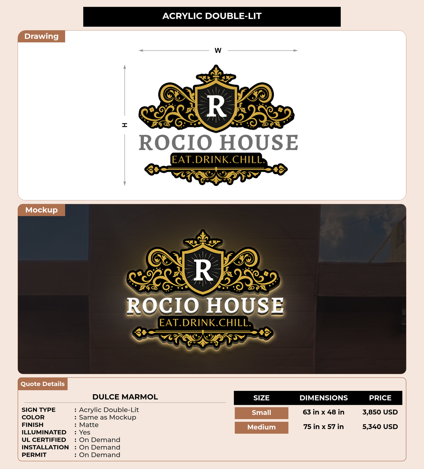 CUSTOM MOCKUP SIGN FOR Dulce Marmol