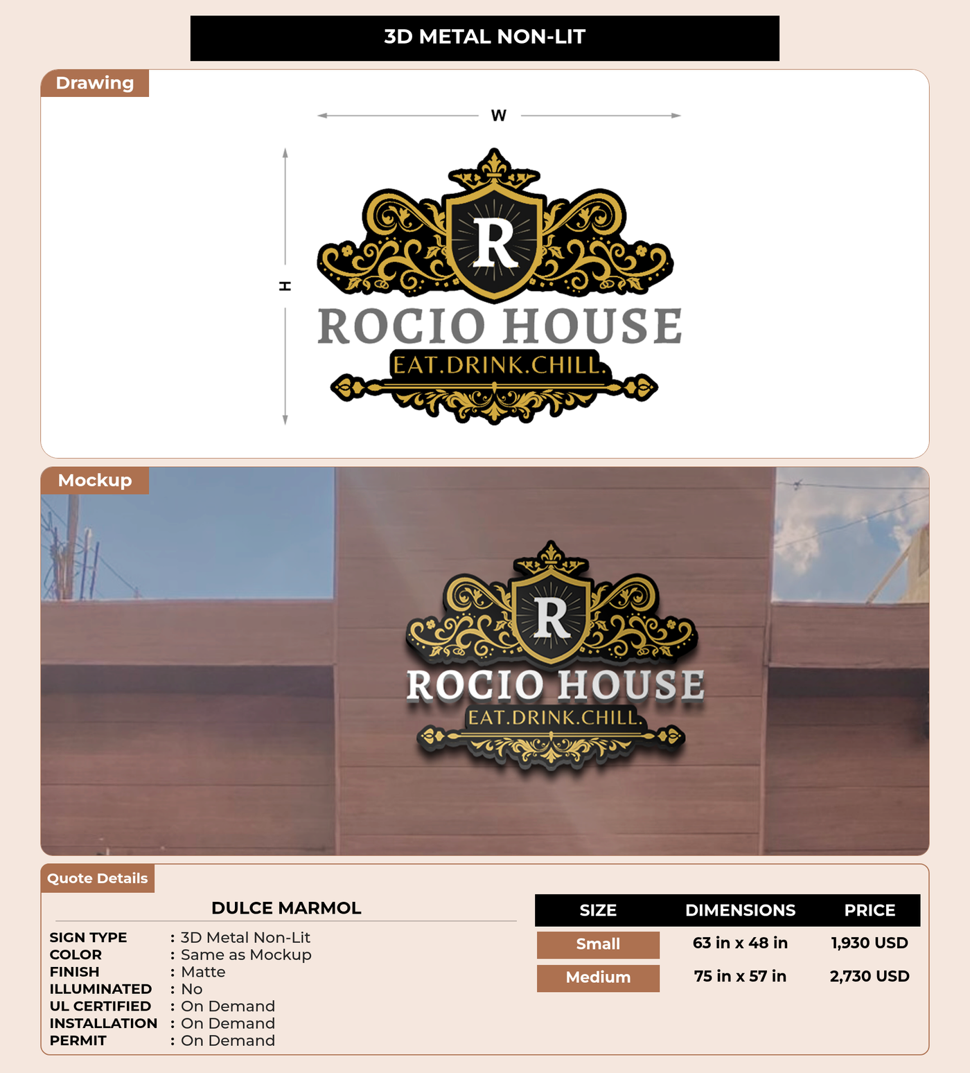 CUSTOM MOCKUP SIGN FOR Dulce Marmol