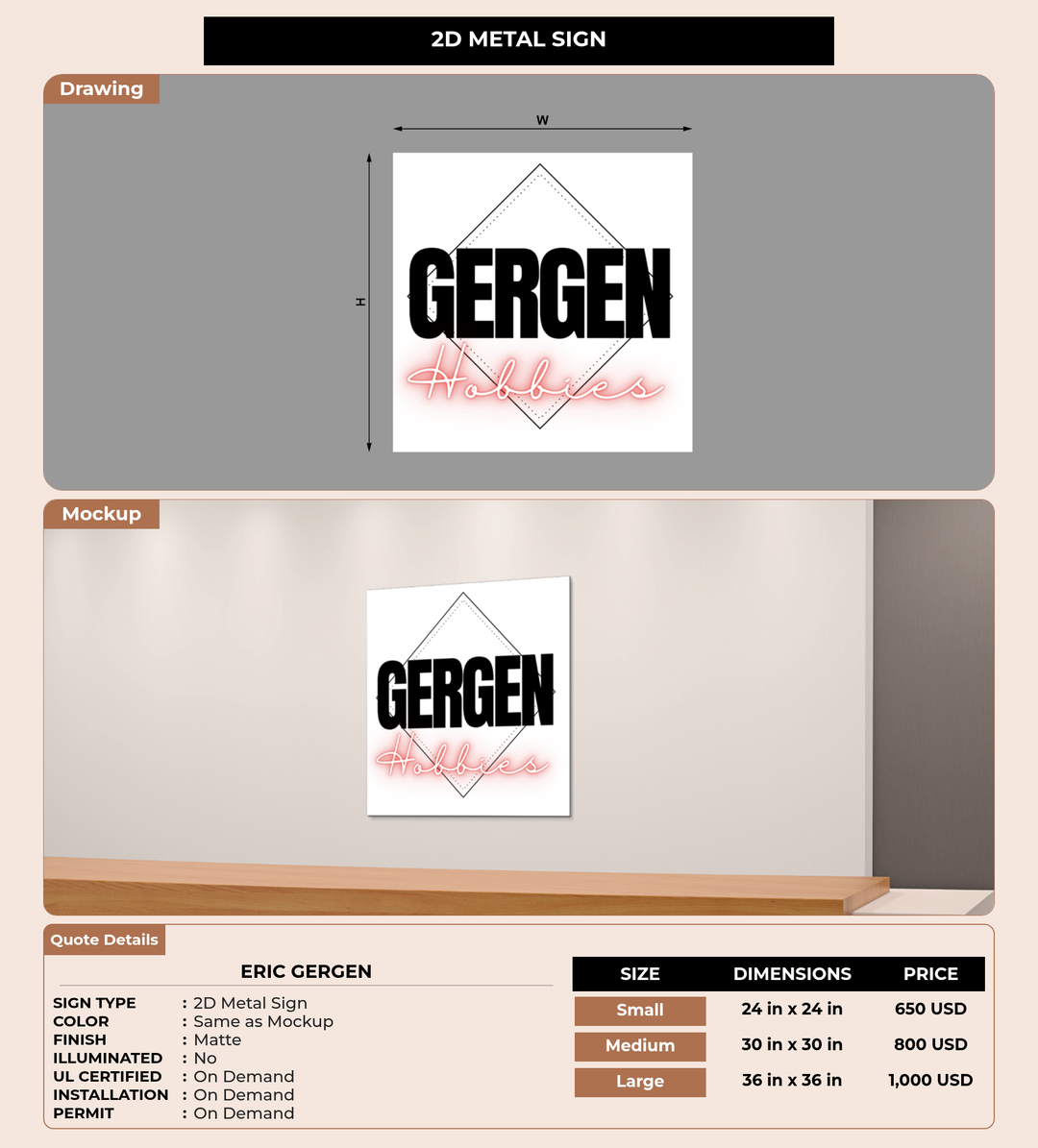CUSTOM MOCKUP SIGN FOR Eric Gergen