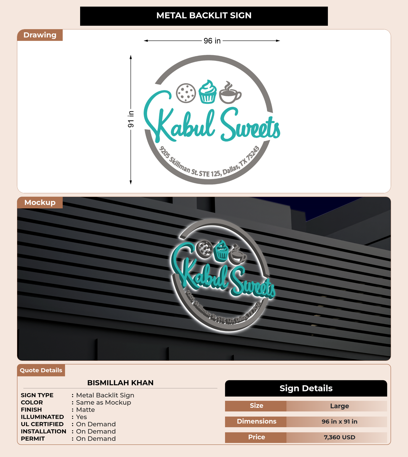 CUSTOM MOCKUP SIGN FOR Bismillah Khan