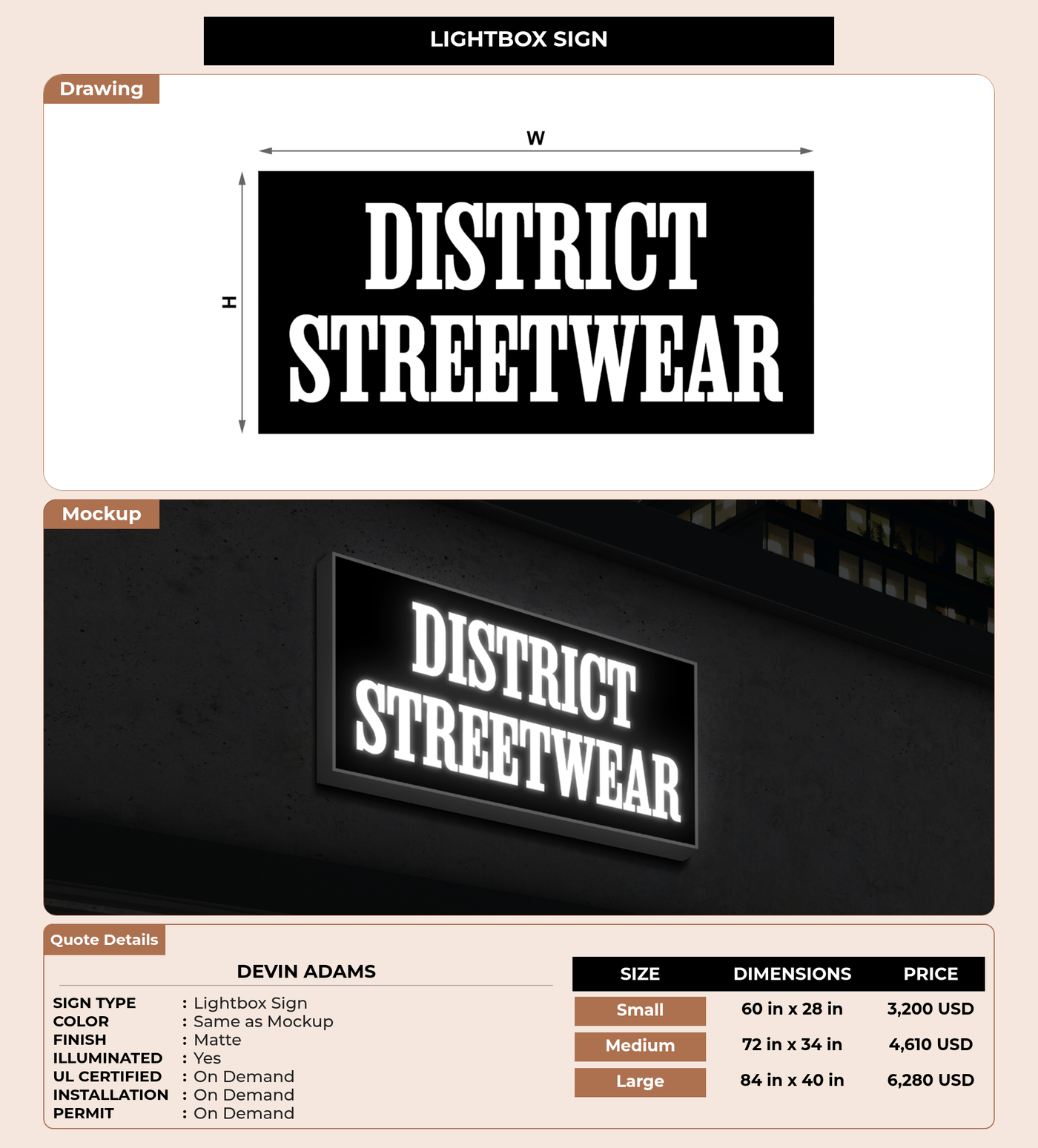 CUSTOM MOCKUP SIGN FOR Devin Adams