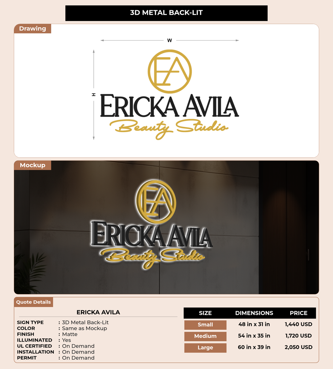 CUSTOM MOCKUP SIGN FOR Ericka Avila