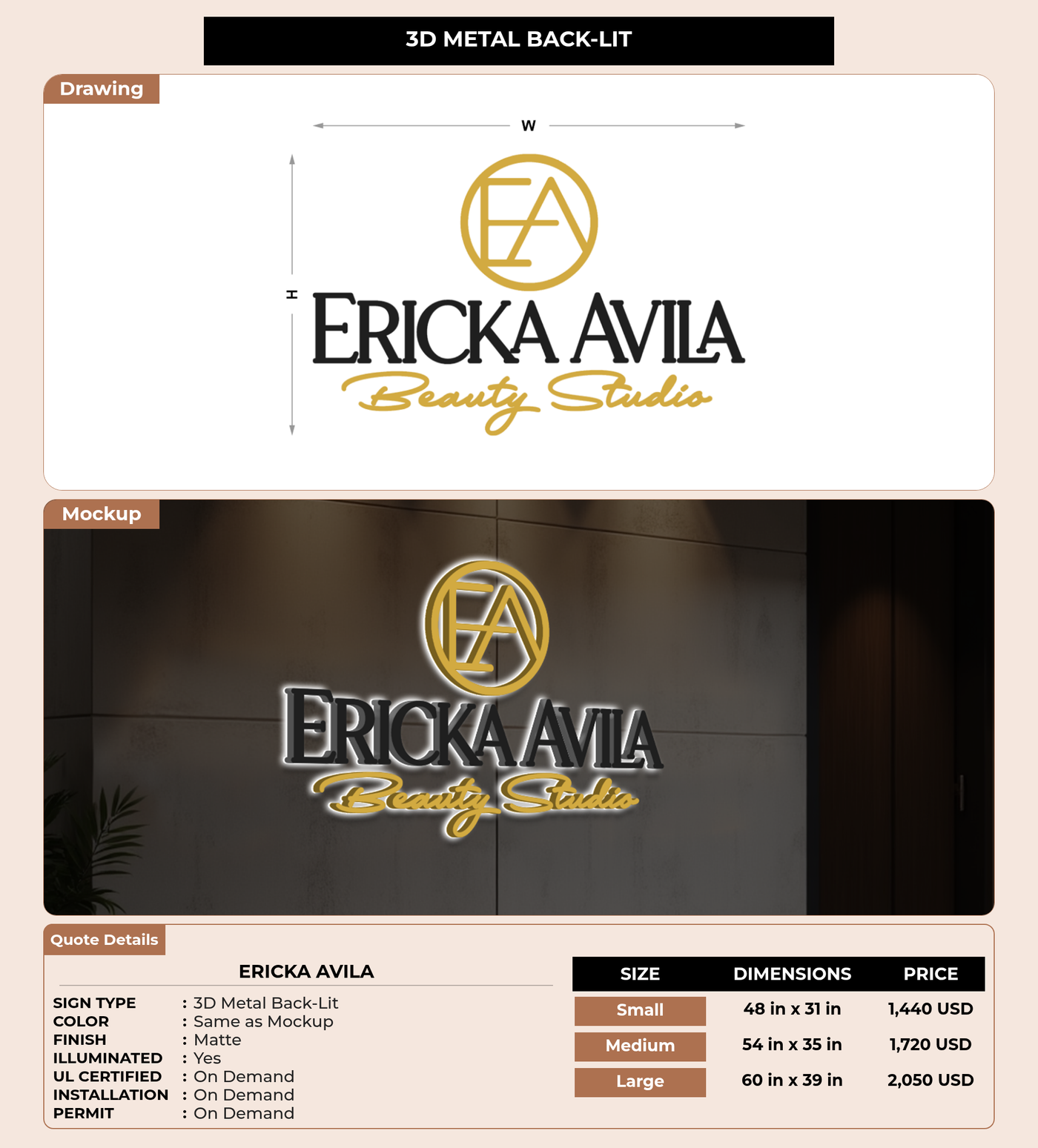CUSTOM MOCKUP SIGN FOR Ericka Avila