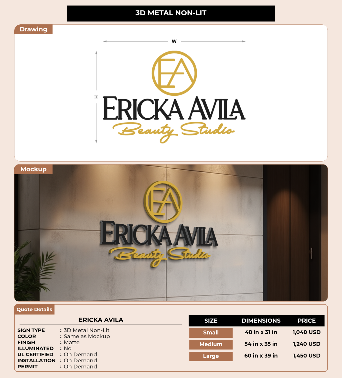 CUSTOM MOCKUP SIGN FOR Ericka Avila