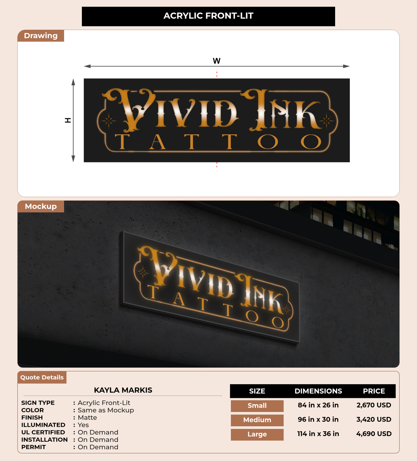 CUSTOM MOCKUP SIGN FOR Kayla Markis