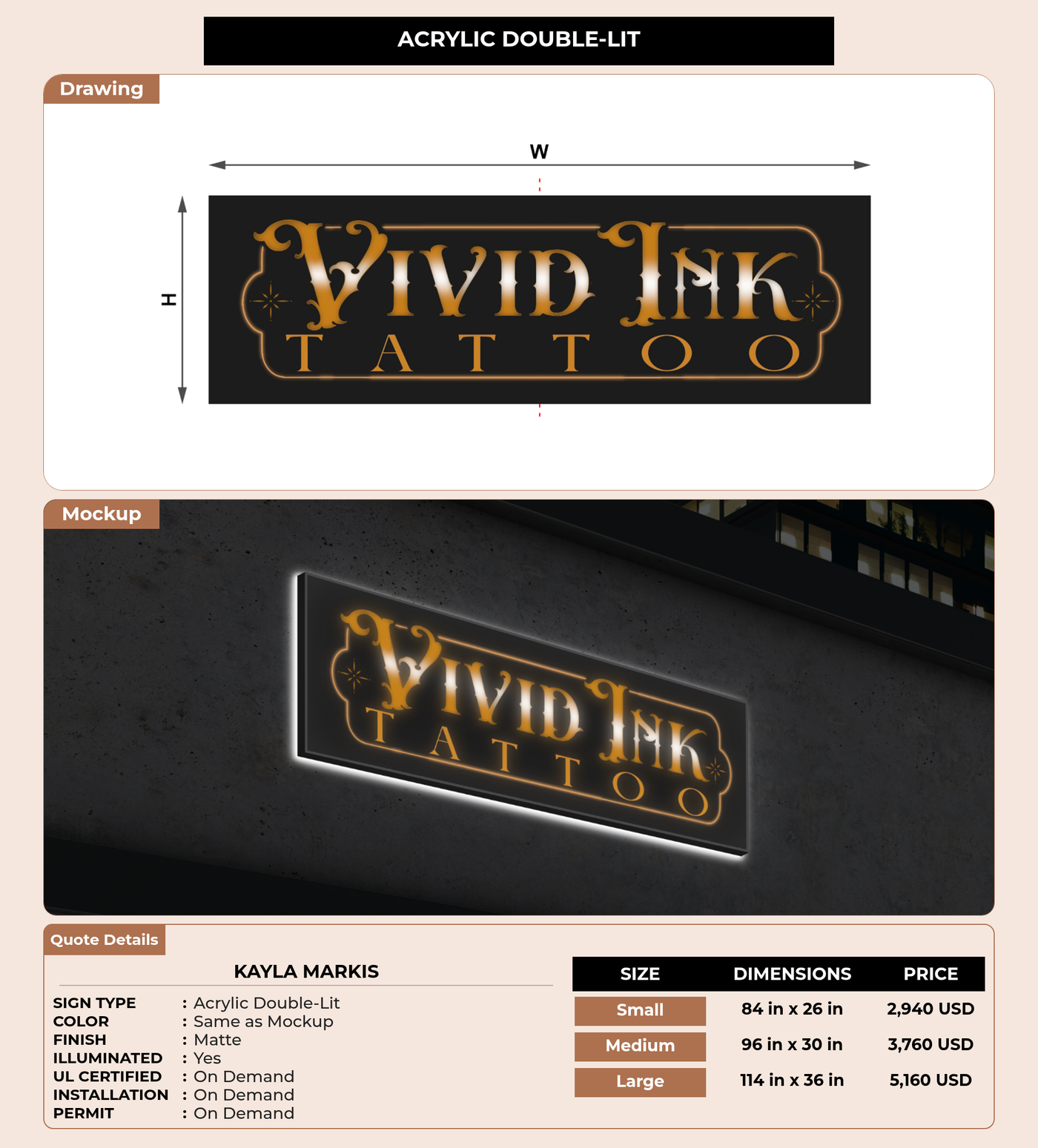 CUSTOM MOCKUP SIGN FOR Kayla Markis