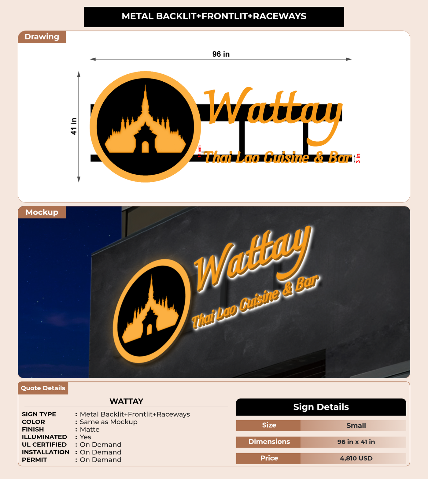 CUSTOM MOCKUP SIGN FOR Wattay