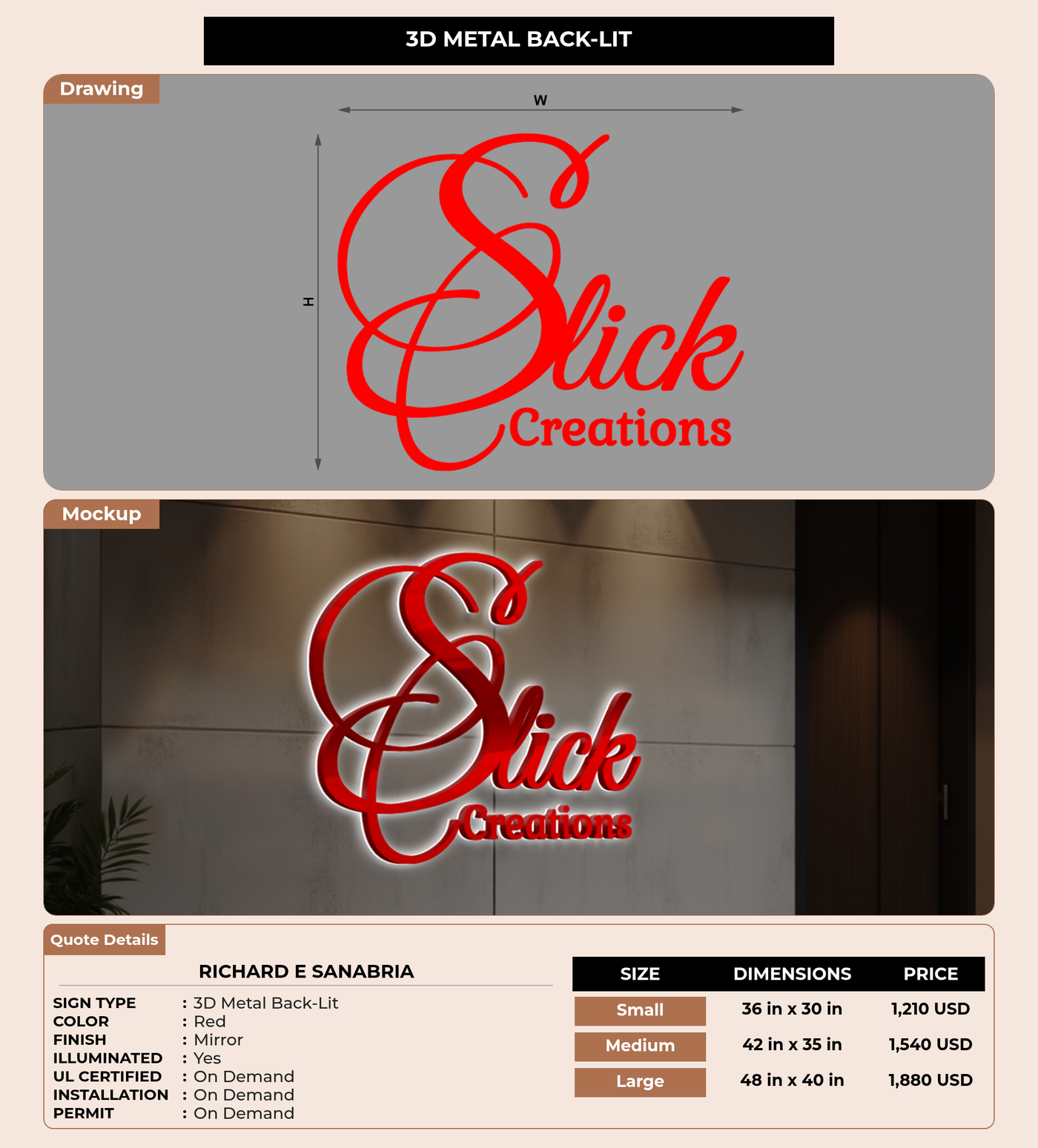 CUSTOM MOCKUP SIGN FOR Richard E Sanabria