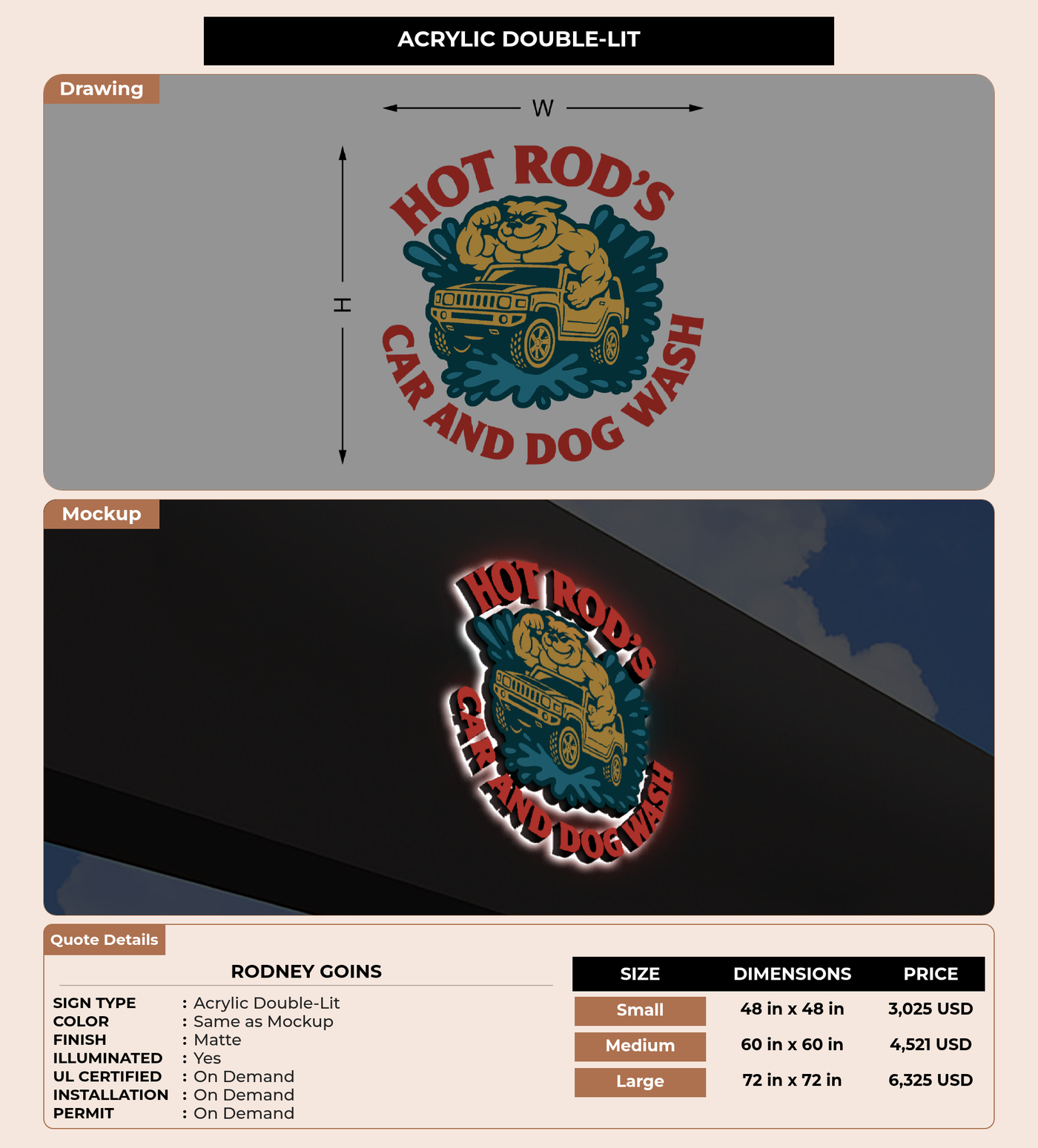 CUSTOM MOCKUP SIGN FOR Rodney  Goins